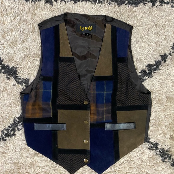 Learsi Other - Men’s Learsi Vintage suede patchwork leather western cowboy vest size M
